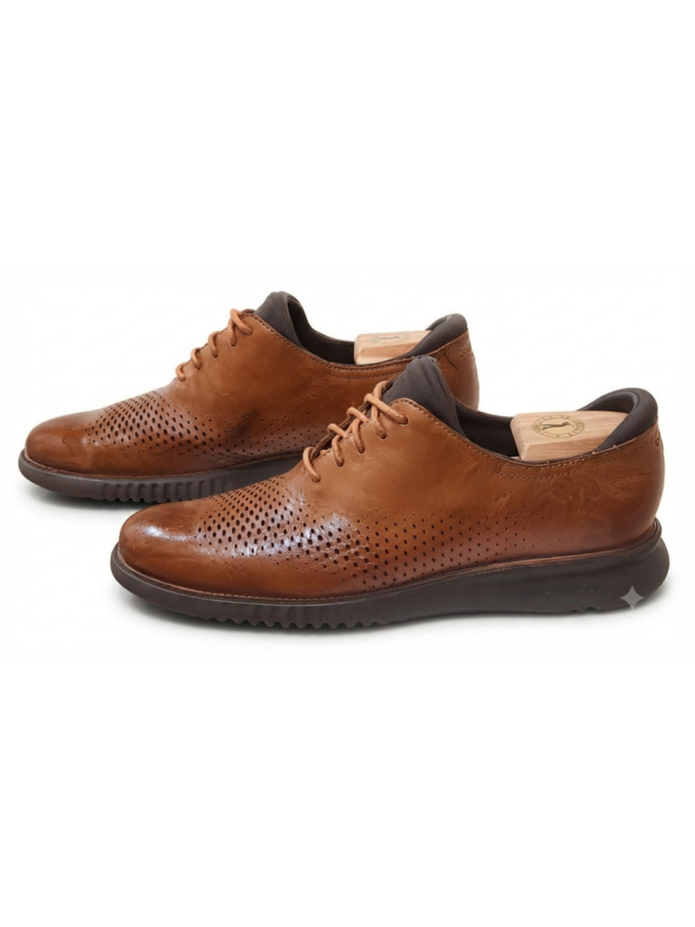 Cole Haan Men's 2. ZERØGRAND Laser Wingtip Oxfords Brown Leather. Size 9.5